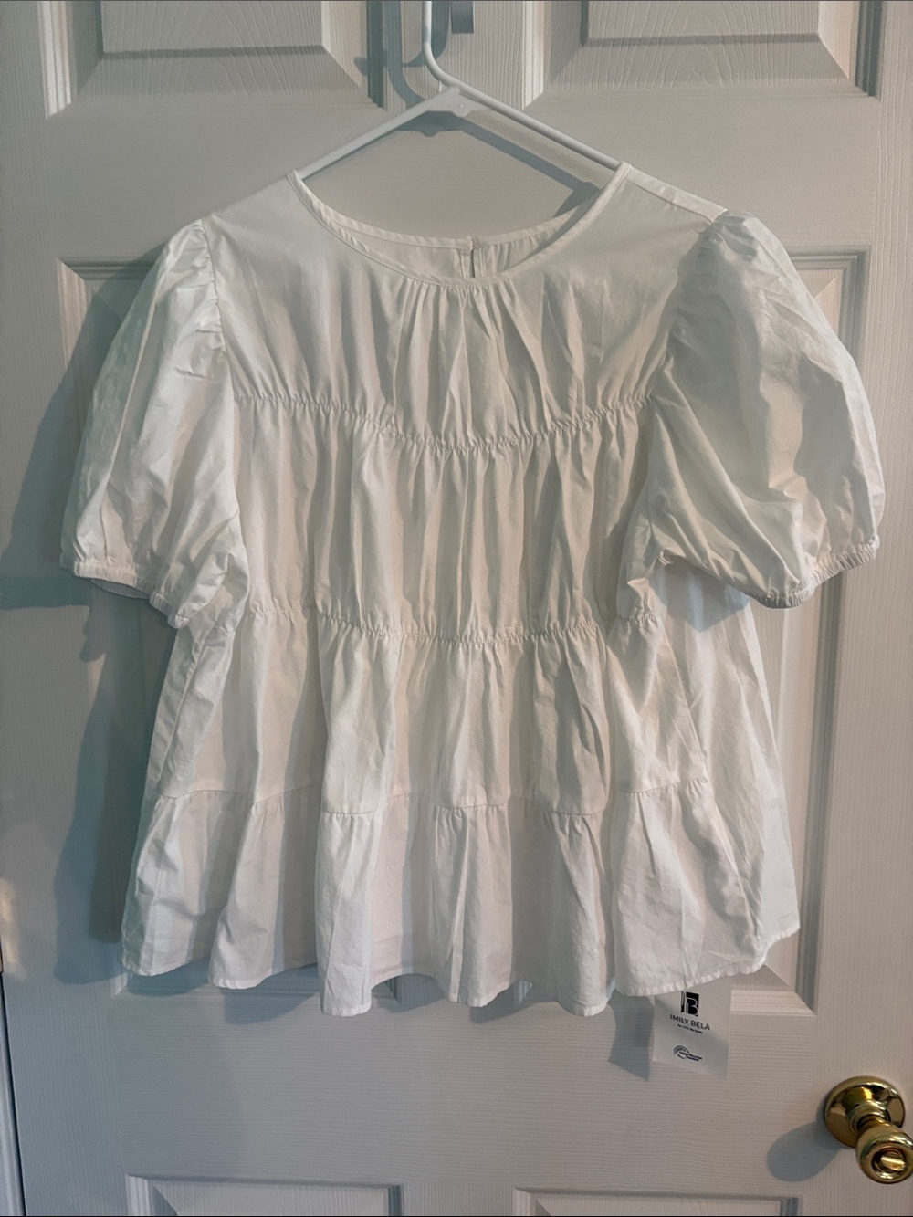 White Puff Sleeve Tiered Blouse - Unbranded